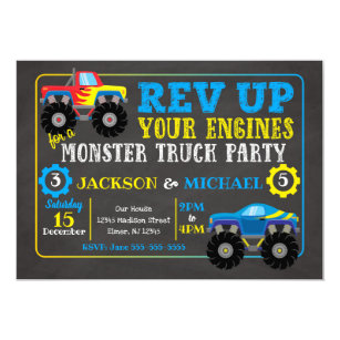 Monster Truck Joint Birthday Invitation photo about Monster Truck Birthday Invitations Free Printable named Monster Truck Joint Birthday Invitation